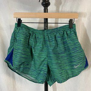 Nike dri-fit athletic running shorts green royal blue M medium lined